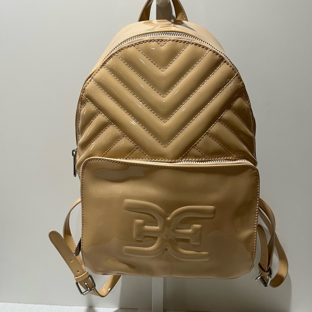 Tan  backpack patent leather Sam Edelman 12 high 8wide 5 deep